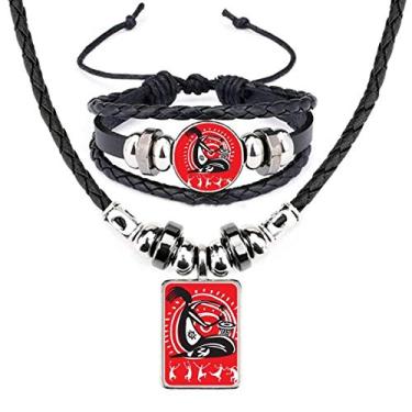 Imagem de Pandeiro mexicano dança comemorar o México colar pulseira colar de couro conjunto de joias