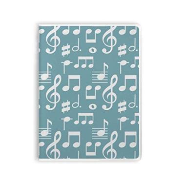 Imagem de Caderno branco com notas musicais em barra, capa macia para diário