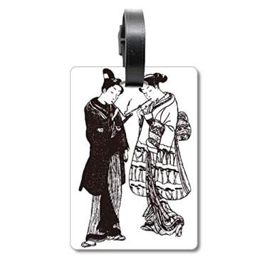 Imagem de Japan Sketch Bolsa de mala estilo japonês com etiqueta para cartão de bagagem