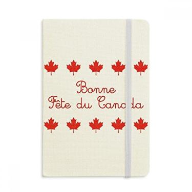 Imagem de Caderno de slogan vermelho Maple Leaf Happy Canada Day oficial de tecido rígido diário clássico