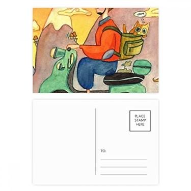 Imagem de Miaoji Pintura Aquarela Cat Farmer Conjunto de cartão postal Cartão de felicitações de aniversário