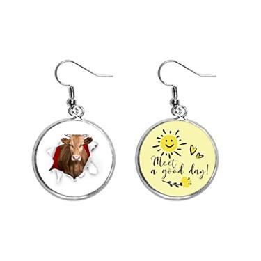 Imagem de Brinco de flor de sol com estampa de animais que quebram, touros, gotas, joias modernas