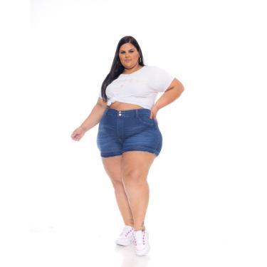 Imagem de Short Jeans Stretch Curto Com Bigodes e Barra Desfeita 3278-Feminino