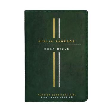 Imagem de Livro - Bíblia Bilíngue, Português/Inglês, Acf/Kjv, Couro Soft, Verde,