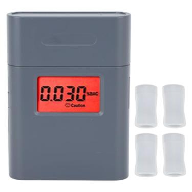 Imagem de Testador de bafômetro de álcool, visor LCD, tipo sopro, alimentado por bateria, preciso com 5 bocais, detector de álcool para uso em festas de condução