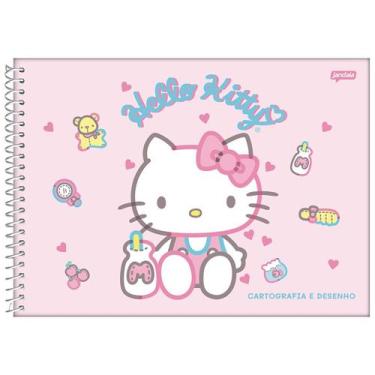 Imagem de Caderno Espiral Cartografia E Desenho Hello Kitty Jandaia 80 Folhas