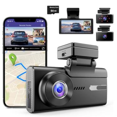 Imagem de XRC TECH Câmera de painel de 3 canais 5K 2160P DVR para carro frontal + interna + câmera traseira WiFi GPS com visão noturna 4 polegadas IPS tela sensível ao toque monitor de estacionamento gravador de vídeo para carro M580 super capacitor controle de aplicativo