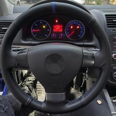 Imagem de LAVIYE Preto Anti-Slip Volante Trançado Car Steering Wheel Cover, para Volkswagen Passat B6 Tiguan Golf 5 Jetta Mk5 Car Acessórios