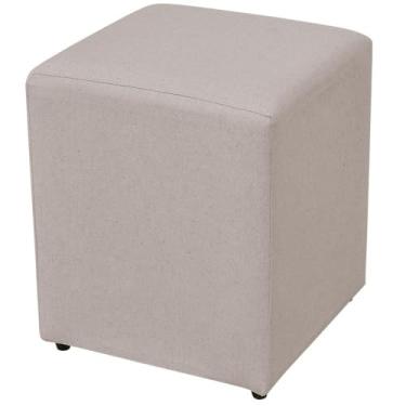 Imagem de Puff Quadrado Decorativo L02 Sala de Estar Linho Bege - Lyam Decor