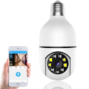 Imagem de Câmera Lâmpada de Segurança Full Hd Ip Wifi Giratória 360 Visão Noturna Com Sensor de Movimento E Infravermelho