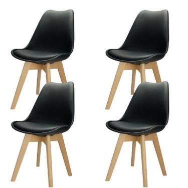 Imagem de Kit 4 Cadeira Preta Design Saarinen Para Mesa De Jantar Sala