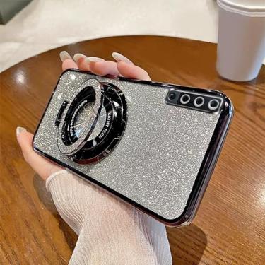 Imagem de Capa para Galaxy A7 2018 Capinha magnética com brilho galvanizado, capa telefônica transparente com brilho bonito e luxuoso [compatível com Magsafe] - Preto