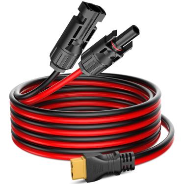 Imagem de Plugue de painel solar para cabo de carregamento XT60, cabo de extensão solar Pixelman 12AWG (9,8 pés) com adaptador XT60 atualizado, conector solar para cabo XT60 para Ecoflow River/Deta, para