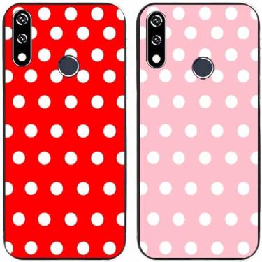 Imagem de 2 peças de capa de telefone traseira de silicone em gel TPU com bolinhas vermelhas e rosa para LG Series (LG W10)