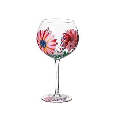 Imagem de G Taça de vinho pintada à mão flores de margarida rosa pintadas artesanalmente 590 ml ideia de presente personalizado..