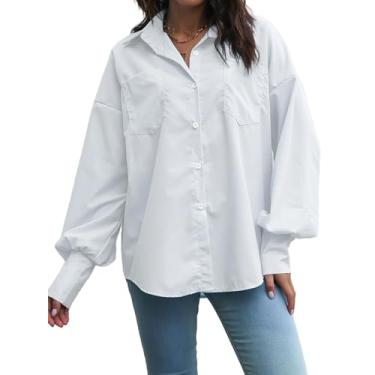 Imagem de Ecolala Camiseta feminina slim fit gola V manga longa pulôver cor sólida, Caqui, M