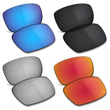 Imagem de TRUSHELL Lentes de reposição polarizadas para óculos de sol Oakley Gascan OO9014 - azul oceano + preto + prata + vermelho fogo