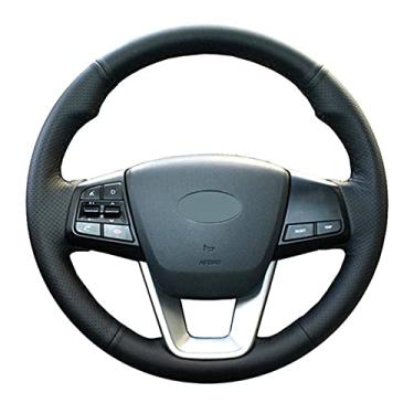 Imagem de Capa de volante de carro confortável e antiderrapante costurada à mão preta, adequada para Hyundai ix25 2014 a 2018 Creta 2016 a 2018