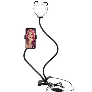 Imagem de HGYJ Anel de luz, luz de enchimento de tubo duplo, luz ao vivo de mesa, luminária de mesa de suporte preguiçoso, lâmpada de leitura, adequada para TIK Tok,