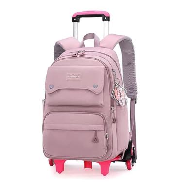 Imagem de Mochila rolante para subir escadas Trolley mochila escolar mochila infantil com 6 rodas rolantes-Purple