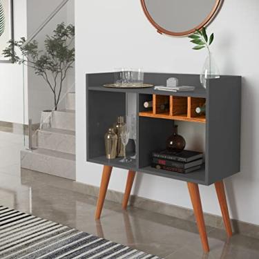 Imagem de Aparador Cinza Nature Buffet Retro Barzinho Com Adega Pés Palito Sala Escritório Decoração