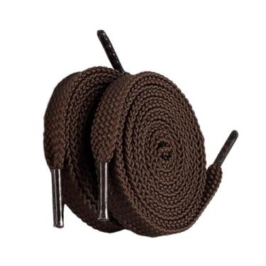 Imagem de Cadardos Lisos Cadarços Para Tênis Duplo Sólido Branco Preto Tênis Casual Corrida Sapatos Cadarço(Coffee,120cm)