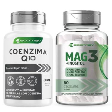 Imagem de Kit Mix Magnésio Mag3 Taurato Malato Quelato Inositol + Coenzima Q10 500Mg 120 Cáps
