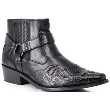 Imagem de Enzo Romeo WT11 Bota masculina Western Cowboy para motociclista, Preto, 42