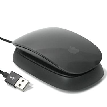 Imagem de Ascrono Estação de carregamento compatível com Apple Magic Mouse 2 - Preto - Acessórios perfeitos | Usável como base de carregamento, suporte e carregador | Inclui cabo USB-A de 1,5 m | Conector