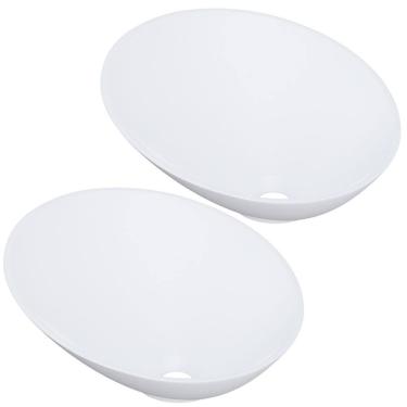 Imagem de Kit 02 Cubas de Apoio Meia Lua Para Banheiro Lavabo C01 BM38W Branco Matte Fosca - Lyam