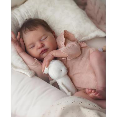 Imagem de SHENGX Bebe Reborn Realista,19" Boneca de Bebê Dormindo de Verdade,Pesa cerca de 2,4 libras,Bebê Com Cabelo Implantado à Mão,Vem Com Roupas de Boneca, Mamadeiras, Chupetas, Etc.,1Corpo De Silicone