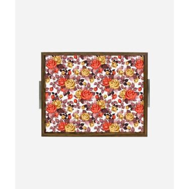 Imagem de Bandeja Estampada 30x37 - Rosa Dourada