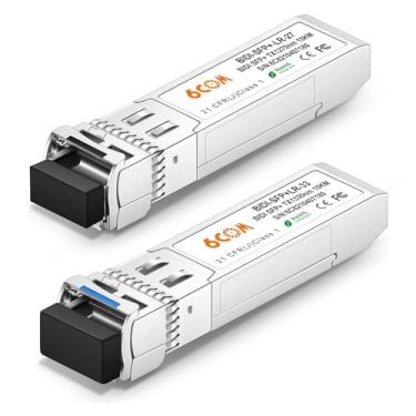 Imagem de 6COMGIGA Um par de transceptores 10G SFP+ Bidi, 10GBase-BIDI 1270nm/1330nm SMF, até 10 km, compatível com Cisco, Ubiquiti, D-Link, Supermicro, Netgear e outros interruptores abertos