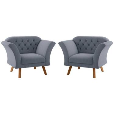 Imagem de Conjunto Poltrona Decorativa Roseira Inca Chumbo