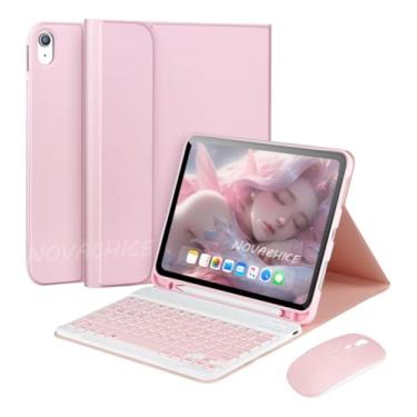 Imagem de Capa Tablet Com Magnética e Removível Teclado e Mouse Bluetooth， Capa Para Para iPad Pro 2022/2021 12,9 Pol (Sakura Pink)