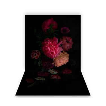 Imagem de Fundo Fotográfico 1,50 X 2,70 - Gestante Flores Rosas Com Preto 084 - 