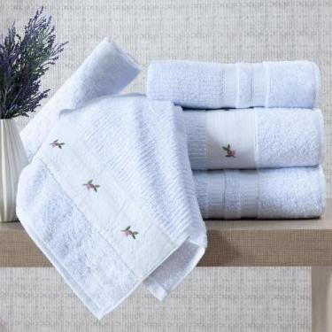 Imagem de Jogo De Banho Ellora 5Pçs Bordado 100% Algodão Branco - Doce Lar Enxov