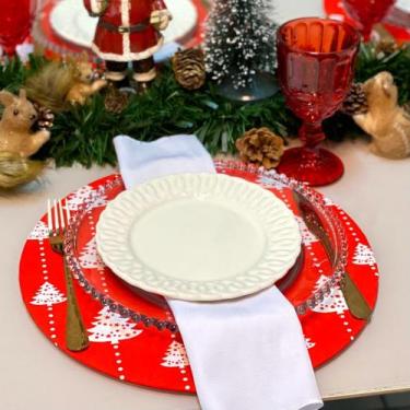 Imagem de Kit Capas de Sousplat e Guardanapos Mesa de Natal Estampada Natalina -