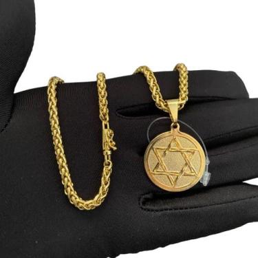 Imagem de Cordão Peruano 5Mm + Pingente Estrela De Davi Banhado A Ouro - Tojoia1