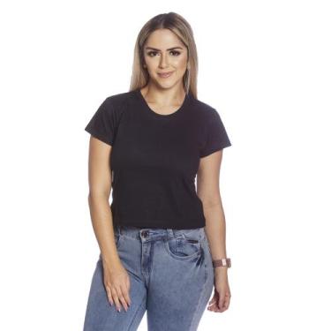 Imagem de Camiseta Feminina Básica Baby Look Lisa Gola V Barato - Techmalhas, Pr