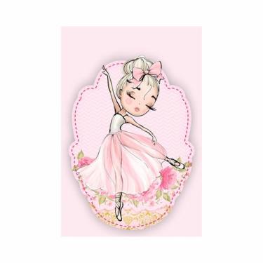 Imagem de Painel Festa Vertical em Tecido Casadinho Bailarina Menina Rosa Chevro