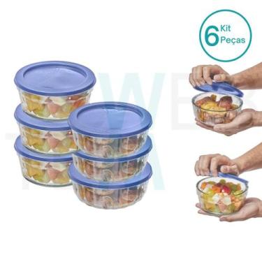 Imagem de Kit 6 Potes Tigela de Vidro com Tampa Plástica Laguna 750ml e Oceani 6
