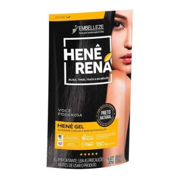 Imagem de Hene em Gel Rená Preto Natural (Preto Medio) 180gr Alisa, tinge e Da B