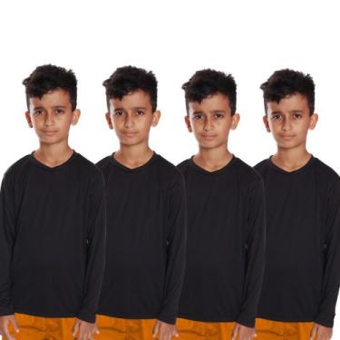 Imagem de Kit 4 Camisetas Infantil Menino Proteção UV Térmica Solar Manga Longa 