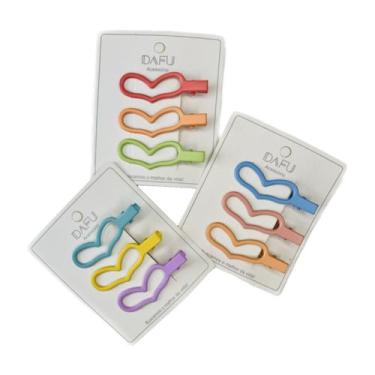 Imagem de Kit Com 3 Presilhas Para Cabelo Formato Coração - Dafu