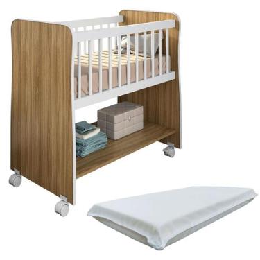 Imagem de Mini Berço com Colchão Rubi Moises para Bebe com Rodízios - Peternella