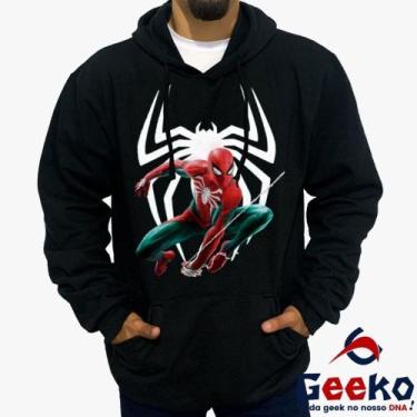 Imagem de Moletom Canguru Homem Aranha Algodão Spiderman Homem-Aranha Geeko, Pre