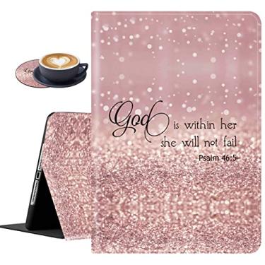 Imagem de Capa e porta-copos para Samsung Galaxy Tab A7 Lite 2021, suporte ajustável à prova de choque para Samsung Tab A7 Lite 8,7 polegadas (SM-T220/T225/T227), citação Versículo da Bíblia Salmo 46:5
