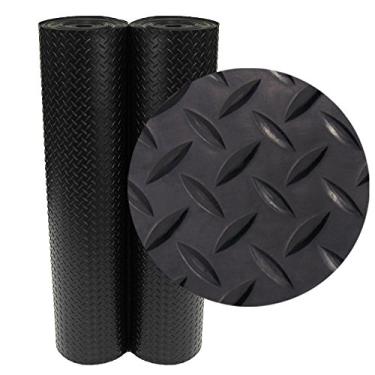 Imagem de Rubber-Cal Rolos de borracha para piso com placa de diamante - Rolos de 3 mm x 1,2 m x 0,8 m - Preto