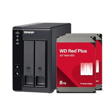 Imagem de QNAP 2 compartimentos DAS com capacidade de armazenamento de 8 TB, USB 3.2 Geração 2 Tipo-C, pacote HDD RAID 1 WD Red Plus pré-configurado (TR-002-28WD-US)